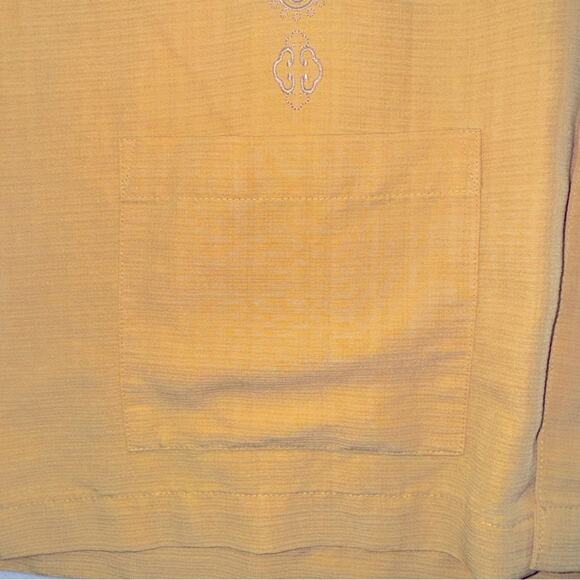 EUC The Havanera Co Yellow Cuban Shirt Mens size XXL Yellow Embroidered - Picture 5 of 7